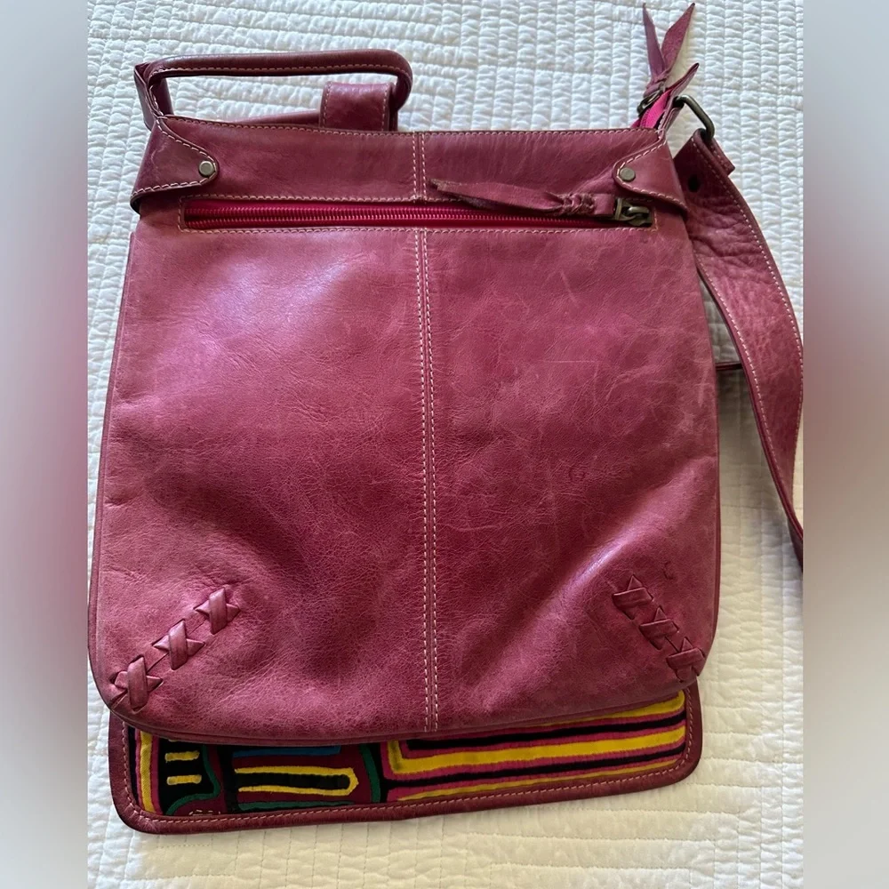 Multicolor Geometric Crossbody Bag Leather Embroidered